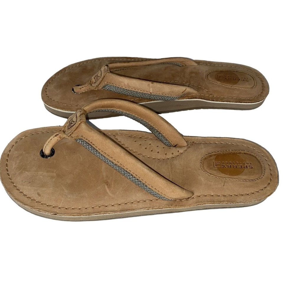 SPERRY Top Sider Tan Thong Women's Flip Flops Sandals Sz 6 M - Picture 5 of 6